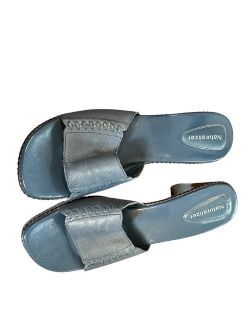 Naturalizer Open Toe Heel Blue Leather Sandals 10M - Picture 8 of 12